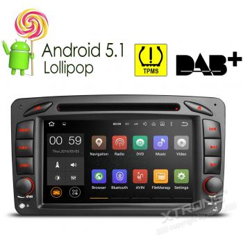 XTRONS® Android 5.1 Lollipop for Mercedes-Benz C-Class | Quad Core 7 Inch 1080P Video Multi-touch Screen Car Stereo Radio In-Dash DVD Player with Wifi GPS CANbus OBD2 Screen Mirroring Function Built-in DAB+ Tuner for Mercedez-Benz C-W203 CLK - C209 / W20