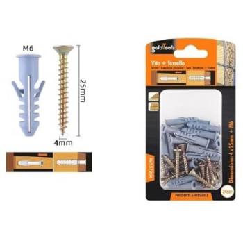 Jeu de 24 Vis 4 x 25 mm + Chevilles Ailées M6 Fischer 57204