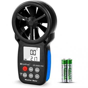 HoldPeak Digital Anemometer Handheld HP-866B-WM with LCD Wind Speed Meter for Measuring Wind Speed, Barometer Indicator,Temperature and Wind Chill with Backlight and Max/Min
