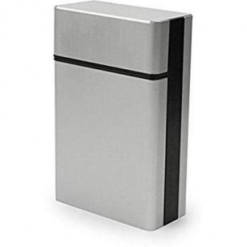 ULTNICE Aluminio plata pitillera caja titular cigarros cubierta protectora plata