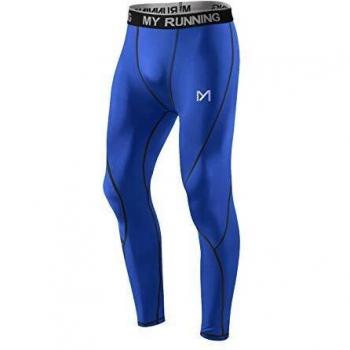 MEETYOO Legging Homme, Sport Pantalons et Compression Collant Cool Dry Fitness Musculation Respirant Base Layer pour Running Jogging Cyclisme Course,L,Bleu-2