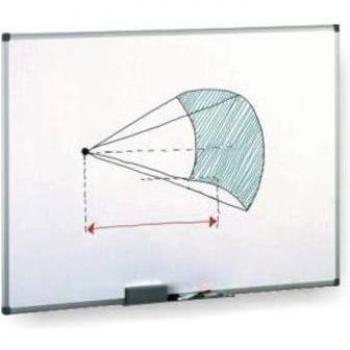 Pizarra Blanca Melaminada de 100x150cm con Marco de Aluminio y Cajetín, Marca Faibo