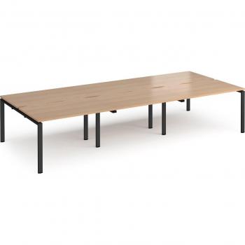 Adapt 6 Person Bench Office Desk - 3600mmx1600mm - Black - Beech