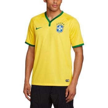 Nike Men's Brasil CBF Home Stadium Short Sleeve Jersey - Varsity Maize/Pine Green, X-Large