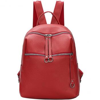 Vintage Leder Rucksack für Frauen mit Reißverschluss - Retro Schul- und Reisetasche