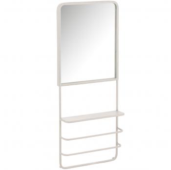 Miroir mural avec étagère métal blanc Ratus 40 cm