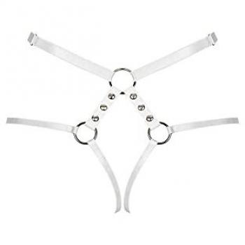 Harnais abdominal sexy ajustable ouvert à l'entrejambe A758 Blanc XL/2XL