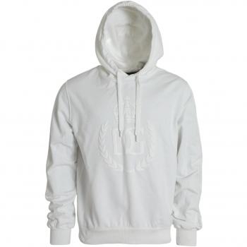 Dolce & Gabbana White Cotton Hooded Pullover Sweatshirt Sweater - IT54 | XL, Male, Size: 2XL