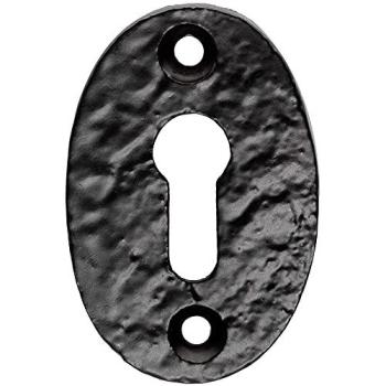 Black Antique Oval Escutcheon Lock Profile Keyhole Cover 49 x 32.5mm