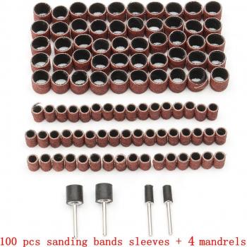 100pc Drum Sanding Sleeves Kit with 1/2 and 1/4 Sandpaper, Rubber Mandrels for Grinding and Polishing