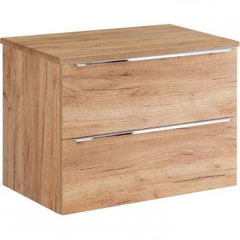 Meuble sous-vasque 80 cm avec plan de toilette stratifié marron et beige