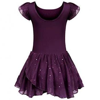 trudge Girls Ballet Clothes Ballet Dress Girls Short Sleeve Cotton Ballet Leotard Ballet Suit Dance Dress Dance Body with Tutu Skirt