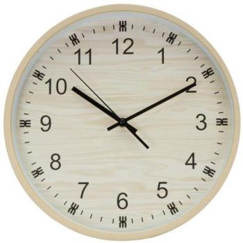 Reloj de pared Kiwi Ø35x5cm con agujas de movimiento continuo color madera clara (pila AA no incluida)