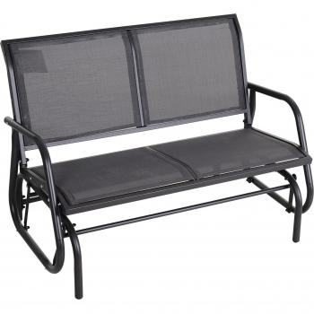 Outsunny Banco Balancín de 2 Plazas Silla Mecedora de Jardín Tubo de Metal y Tela Texteline Transpirable Carga Máx. 200 kg 120x70x85 cm