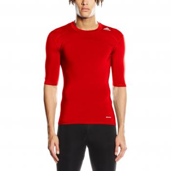 Maillot de compression Adidas Techfit Base Rouge Manches Courtes Homme