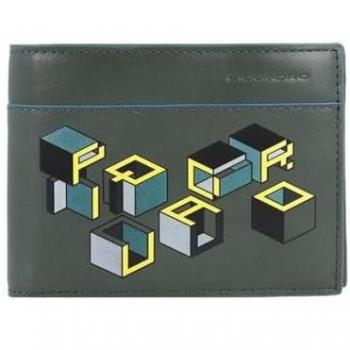 Piquadro Blue Square Revamp RFID Leather Wallet 13 cm Green for Men