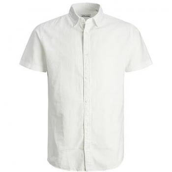 Camisa de Manga Corta de Lino Blanca Slim Fit para Hombre Jack & Jones