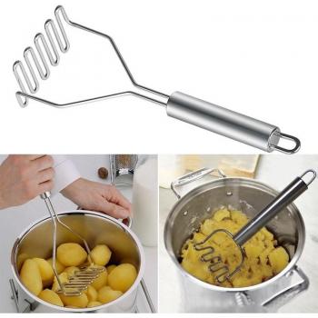 Stainless Steel Potato Masher and Multi-Purpose Kitchen Press for Garlic, Fruits, and Vegetables