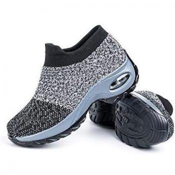 Zapatillas Deportivas de Mujer Zapatos Running Fitness Gym Outdoor Sneaker Casual Mesh Transpirable Comodas Calzado Gris Talla 39