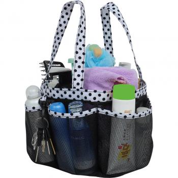 Portable Mesh Shower Caddy with Key Hook - Large Hanging Toiletry Organizer