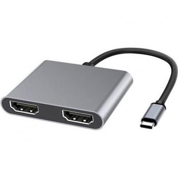 Adaptateur 2 en 1 Type-C vers Dual HDMI 4K avec extension d'affichage pour deux moniteurs