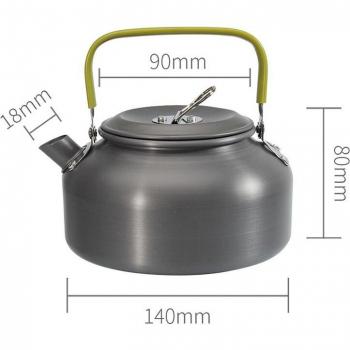 Lightweight 0.8L Aluminum Camping Kettle with Carrying Bag