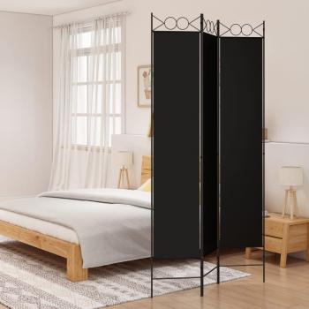 vidaXL 3-Panel Raumteiler Schwarz 120x220 cm Stoff
