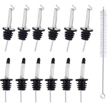 Lot de 12 verseurs de bouteilles en acier inoxydable avec bouchons anti-poussière et 1 accessoire gratuit
