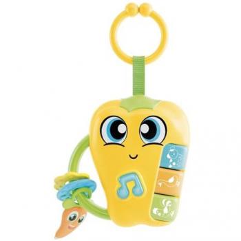 Hochet Électronique Carotina Baby Poivron - Jouet Musical avec Sons et Lumières, Anneaux de Dentition Sécurisés pour Bébé