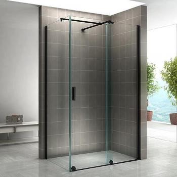 Cabine de douche Napoli Black 80x150 cm coulissante en verre transparent 8 mm - SANIVERRE