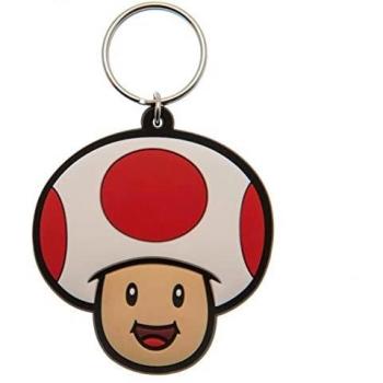 Llavero Super Mario Toad de Borracha Multicolor - Produto Oficial