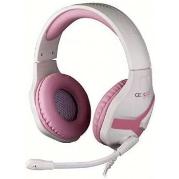 Auriculares Gaming Konix Geek Girl Crystal Finais - Branco e Rosa, 40mm, Microfone Flexível, Compatível com PC, PS4, PS5 e Nintendo Switch