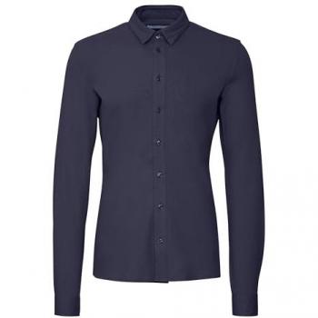Casual Friday Herren Businesshemd CFARTHUR LS BU Jersey Piquet Slim Fit Dunkelblau