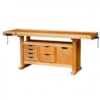 Outifrance 0013202 Etabli bois 2,00 m avec caisson à 6 tiroirs et 1 porte, Marron