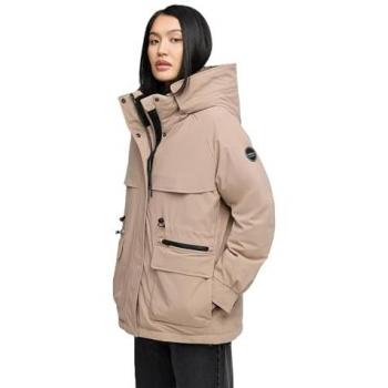 Abrigo de invierno Marikoo Shigaraa XVI con capucha desmontable y bolsillos magnéticos, color taupe gris, talla XL