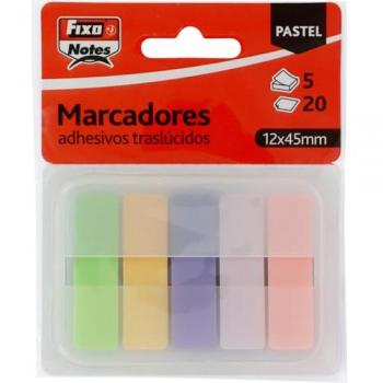 Blister de 5 Marcadores Adhesivos Transparentes Translúcidos en Colores Pastel, 12x45mm, Reposicionables y Resistentes al Agua