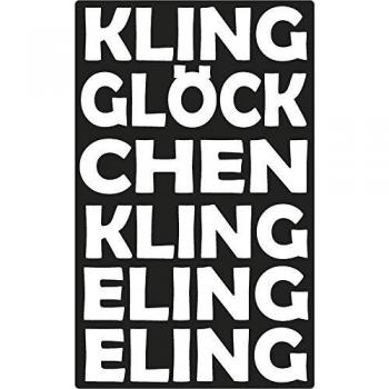 Rayher 34343000 Label Kling Glöckchen Klingelingeling, farblos, 40x65mm