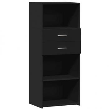 Buffet haut en bois noir 50 x 42,5 x 124 cm avec tiroirs et rangements pour cuisine et salon