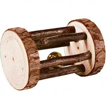 Trixie Rolo em Madeira Natural com Guizo - Brinquedo para roedores, feito de madeira natural, equipado com guizo para estimular a brincadeira e o exercício dos animais