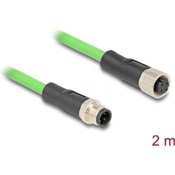 DeLOCK 80407 M12 Netzwerkkabel D-kodiert 4 Pin Stecker-Buchse, Grün, 2 m, SF/UTP