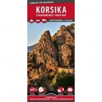 Carte routière laminée de Corse 1:150.000 pour auto et moto