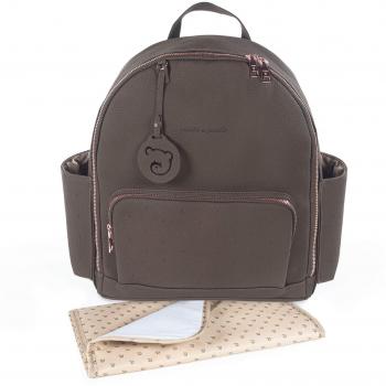 Pasito a Pasito Mochila Cambiador London Coffee de Gran Capacidad con Bolsillos Interiores y Exteriores, Color Marrón con Estrellas