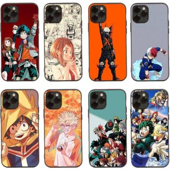 D-54 Hero Academia Black Soft Case for iPhone 16 15 Plus 14 13 Mini 12 11 Pro 8 6 6S SE 5 XR XS Max Realme C30 C33 C32 VIVO V