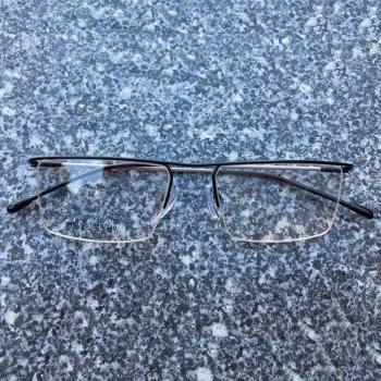 Lunettes d'affaires pour hommes en alliage de titane ultra légères et confortables, demi-monture carrée, lunettes optiques de prescription