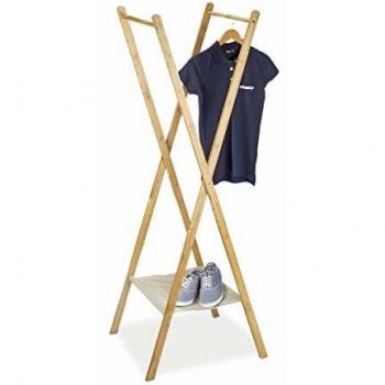 Bamboo Clothes Stand with Shoe Rack - Space-Saving Wardrobe Hanger 155.5 x 50 x 57.5 cm