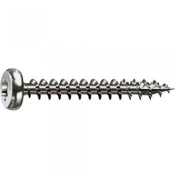 Vis universelle Spax 1.4567-0207000350203, à tête plate bombée, T-Star plus, 4CUT, en acier inoxydable A2, 207000400353