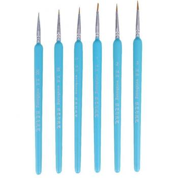 Pinceaux professionnels en poils de loup pour détails fins, 6 pièces (000 + 00 + 0 + 1 + 2 + 3)