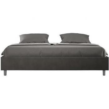Letto Sommier 180x200 in Microfibra Grigia Azelia con Rete Imbottita
