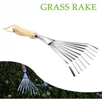Mini râteau de jardin en bois à 9 dents, outil de jardinage durable pour pelouse et agriculture