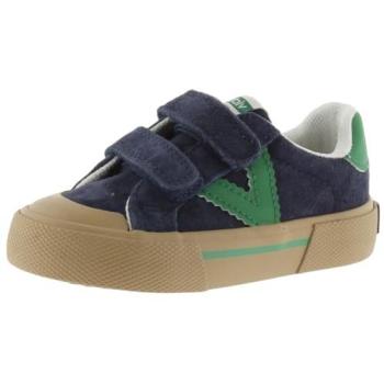 Victoria Contrast Suede Baby Sneakers with Double Velcro Closure